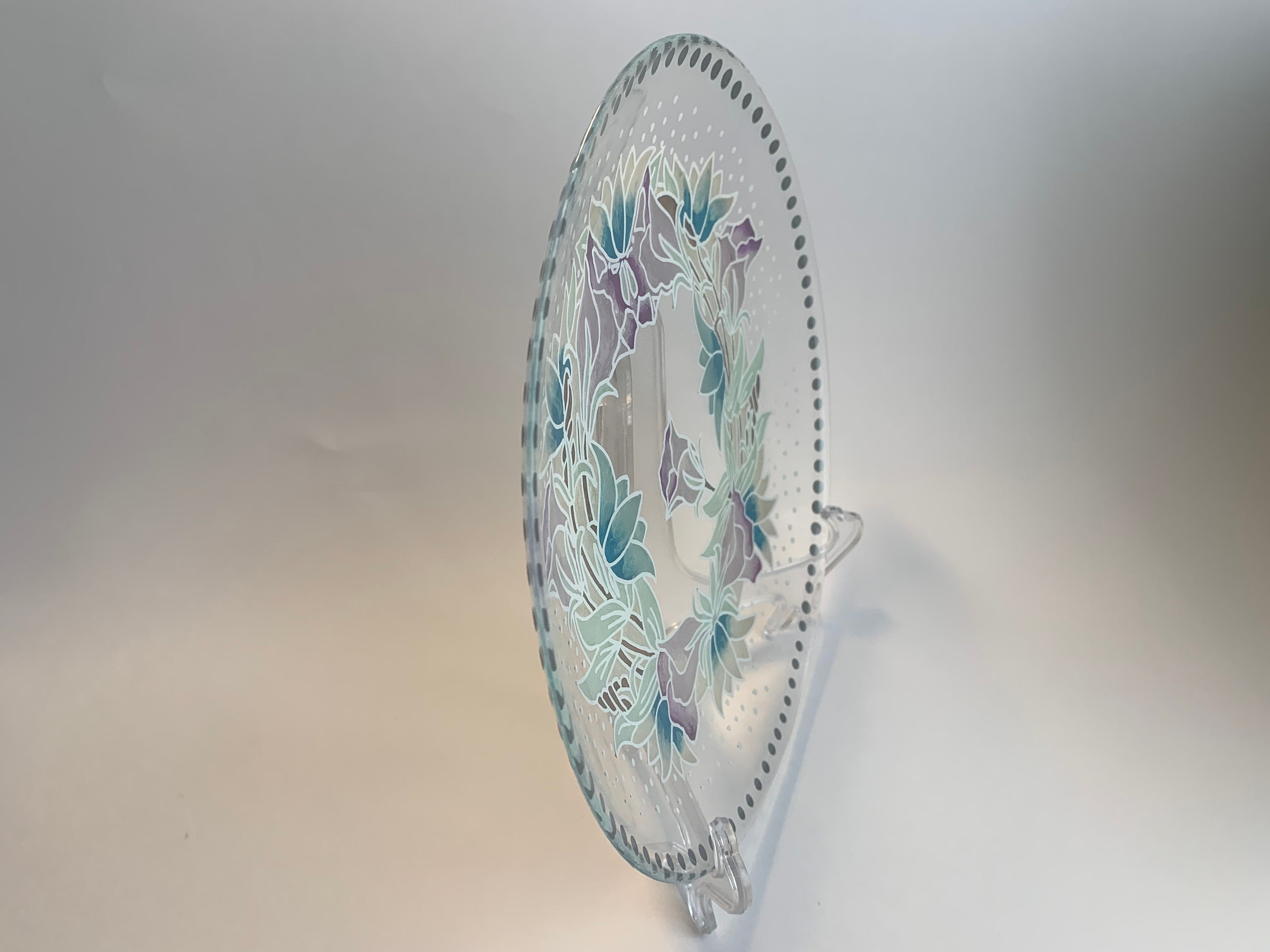 Transparent decorative plate using stained glass painting Etsy