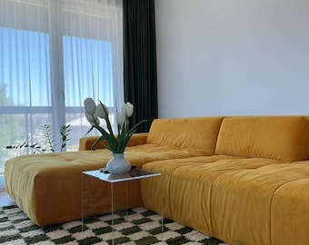 Moroccan Checkered Wool Rug: Hand-knotted Olive Green  White carpet