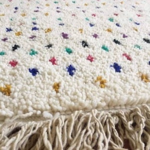 Handknotted Wool Moroccan Rug: Multicolor Dots, Berber Carpet