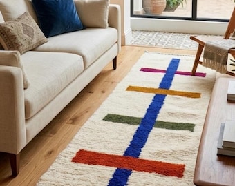 Colorful Berber Runner Rug: Handmade Moroccan Home Decor