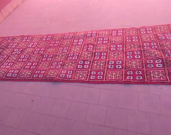 Vintage Handwoven Moroccan Rug: Authentic Berber Beni Ourain Carpet