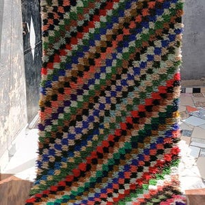 Handwoven Berber Wool Rug: Vintage Moroccan Beni Ourain Carpet