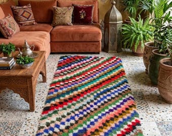 Handwoven Berber Wool Rug: Vintage Moroccan Beni Ourain Carpet