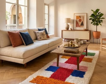 Multicolor Moroccan Runner Rug: Handmade Berber Home Decor