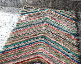 Berber Wool Rug: Vintage Hand-Knotted Multicolor Moroccan Carpet 3x10