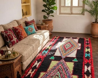 Moroccan Rug Multicolor Wool: Hand Knotted Berber Carpet 79x193cm