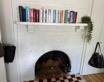 Plush check mat Dark brown and White Checkered Moroccan carpet- Handwoven Wool Runner