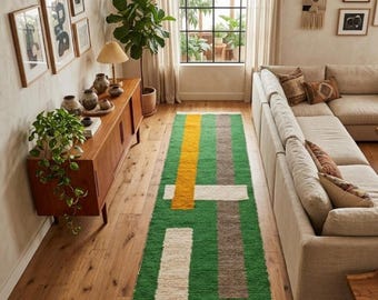 Colorful Moroccan Runner Rug: Handmade Berber Home Decor