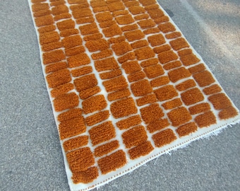 Handmade Orange Moroccan Rug: Hand-Knotted Wool Carpet