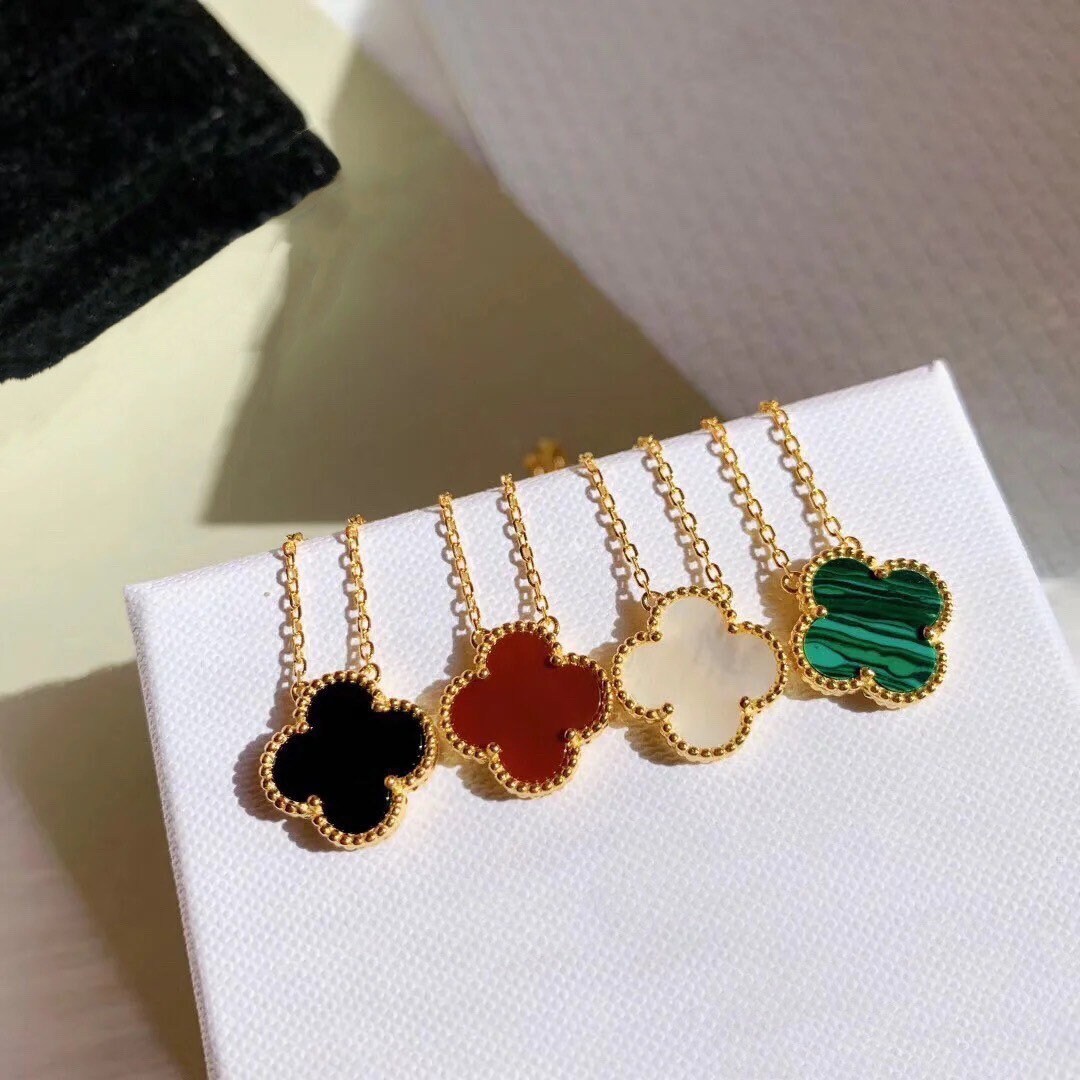 Four leaf Alhambra 18k gold plated sterling silver necklace,clover ne…