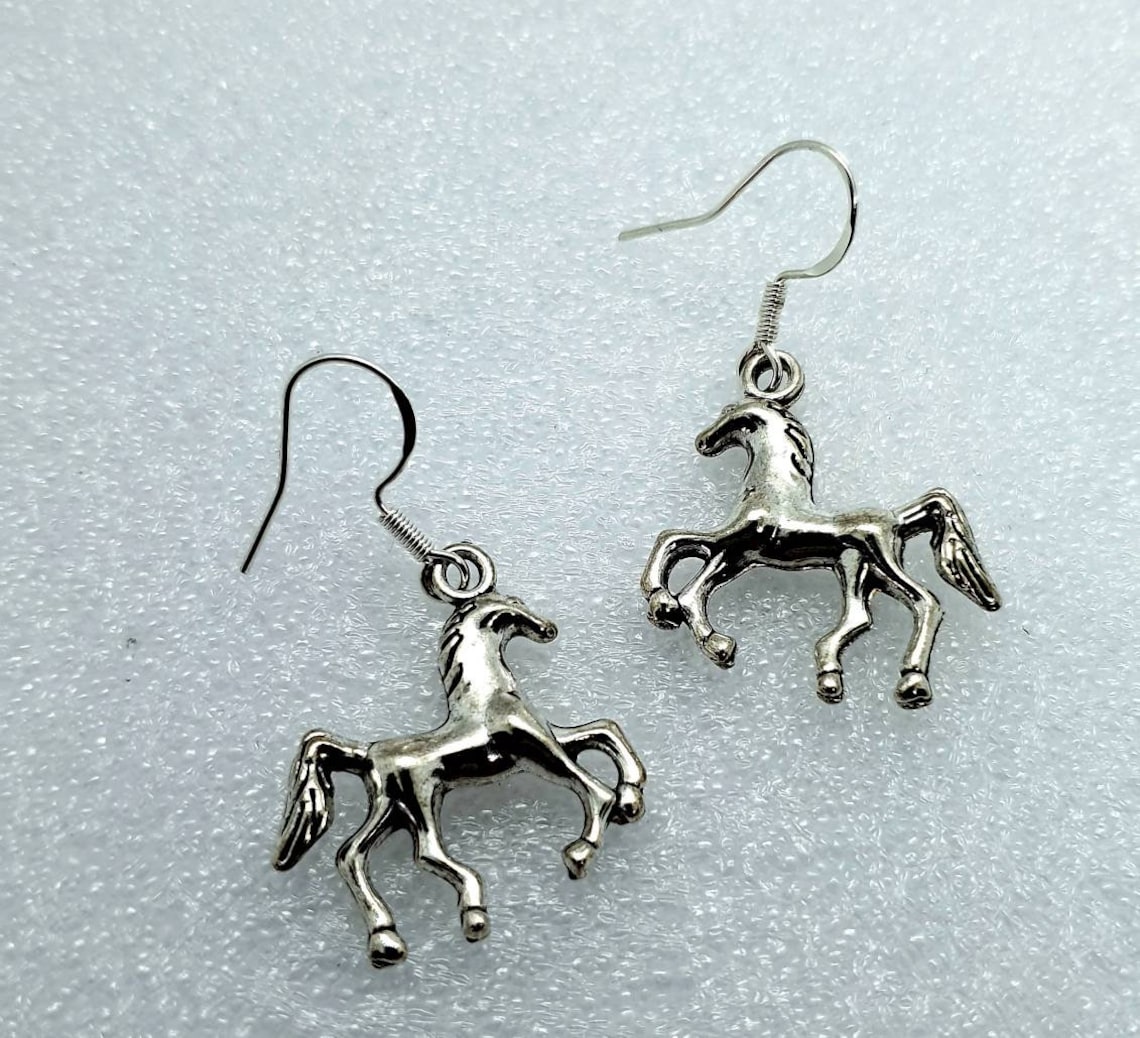 Horse charm earrings. Silver horse earrings pandora tiffany Etsy