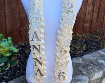 Graduation Double Lei | Graduation gift ideas | Ribbon Lei | Butterfly lei