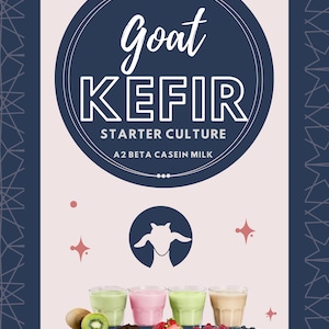 PURE Goat Milk Kefir Starter Culture – 5 Sachets Easy Homemade Probiotic Drink Reusable, No Grains, No Straining DIY Fermented Kefir Powder