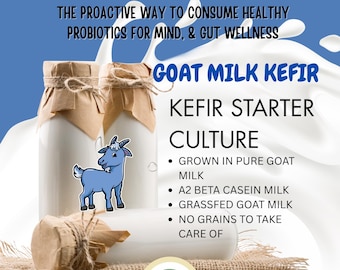 Goat Milk Kefir Starter Culture: Homemade Probiotic Yogurt (5 Sachets, No Grains)- A2 Pure Goat Milk - No Yogurt Maker Necessary