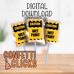 Wet Paint treat tags, wet paint construction download, construction party downloads, construction party treats, construction digitals