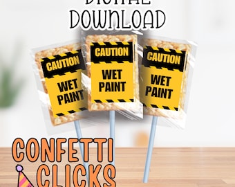 Wet Paint treat tags, wet paint construction download, construction party downloads, construction party treats, construction digitals