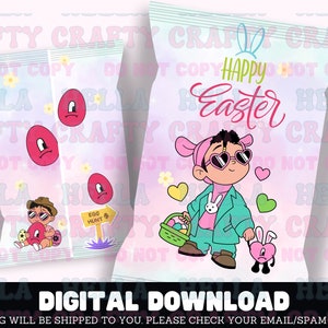 Bad Bunny Chip Bags Digital, Bad bunny easter valentine, un verano sin ti, un valentin sin ti, Bad bunny, Conejo Malo, baby bad bunny