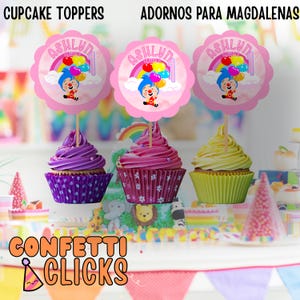 Payaso Plim Plim cupcake toppers, plim plim birthday, plim plim favors, clown plim plim, circus clown birthday, pink plim plim, pink