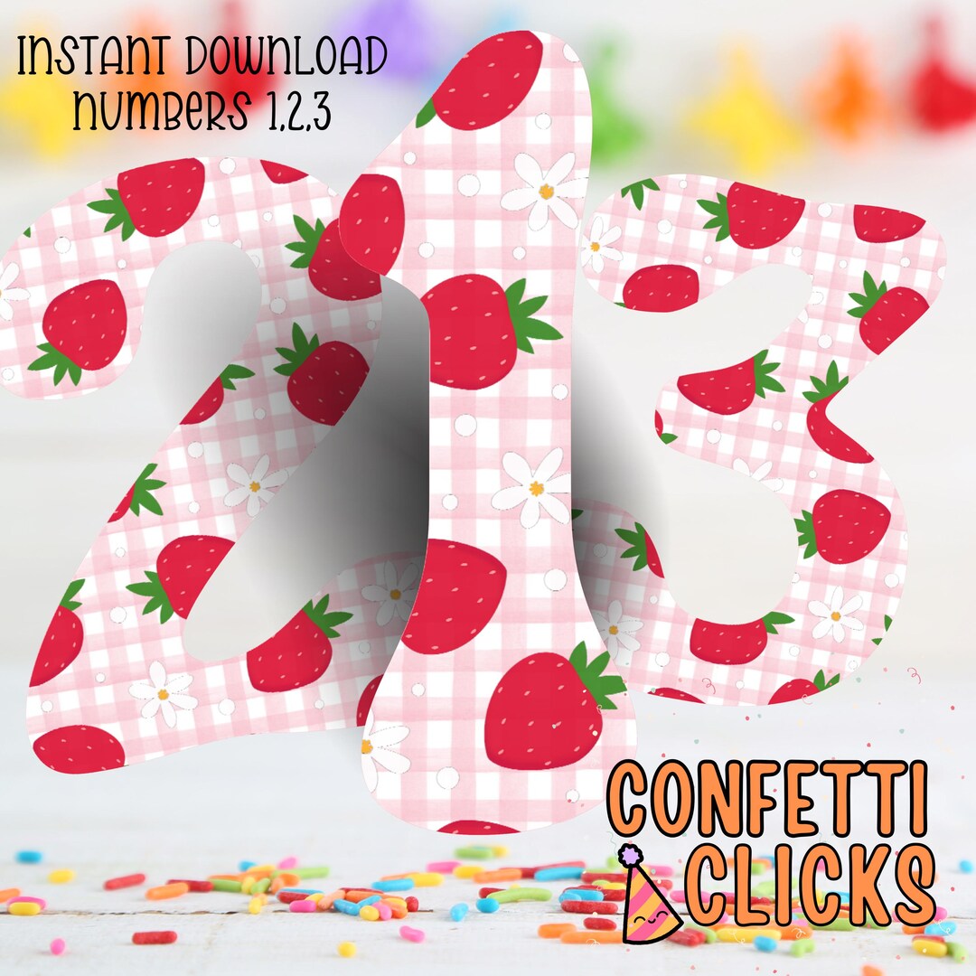 Strawberry Digital Numbers, Berry Sweet Digital Download, Sweet Berry ...