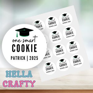 One smart cookie digital sticker, graduation stickers, class of 2025 cookies,  party favor, class of 2025 party tag, graduation invitation