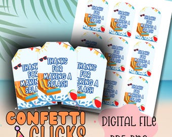 Splash Bash Thank You tags, Splish Splash Water Slide Birthday Invitation, Editable Pool Party Invite, Summer Water Park Bash, Beach Party