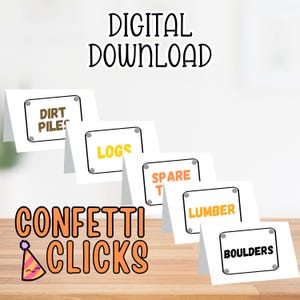 Construction food labels, construction party labels, construction digital download, builder party, Construction printable labels