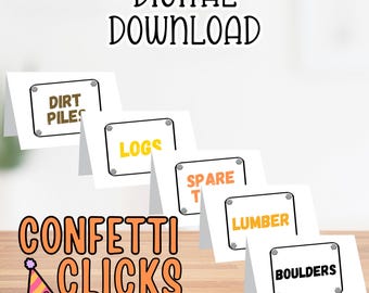 Construction food labels, construction party labels, construction digital download, builder party, Construction printable labels