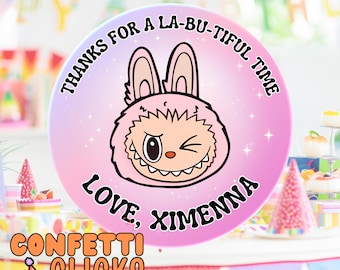 Labubu Party Favor Stickers, birthday thank you tag, labubu cute tags, labubu tags, labubu loot tags, labubu invitation