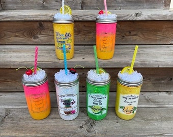 25oz Glitter Mason Jar Tumbler with Artificial Ice Topper