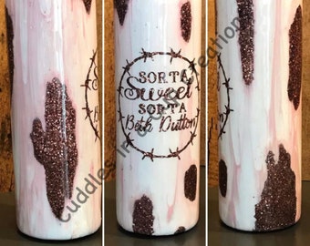 20oz skinny tumbler/Yellowstone/Rustic/Custom/glitter