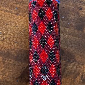 20 oz Rhinestone Tumbler - Buffalo Plaid