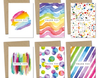 Thank you cards 12/24/48 - blank inside for wedding, teachers and general use- watercolor design multipack with envelopes Eco-friendly cards