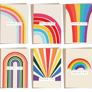 Thank You Cards Multipack with Envelopes 12/24/48 Greeting cards rainbow for kids teachers, notes and gifts Fully recyclable by Giftinghouse image 1