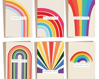 Thank you cards multipack with envelopes 12/24/48 Greeting cards rainbow for kids teachers, notes and gifts Fully recyclable by Giftinghouse