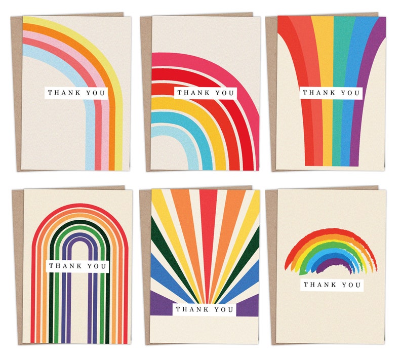 Thank You Cards Multipack with Envelopes 12/24/48 Greeting cards rainbow for kids teachers, notes and gifts Fully recyclable by Giftinghouse image 1