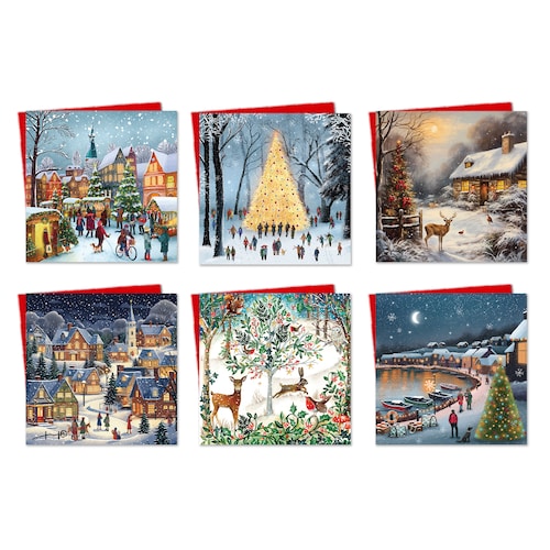 Paquete de tarjetas navideñas de Giftinghouse (12, 24 y 48 unidades). Multipack de tarjetas navideñas nevadas para familiares y amigos. Tarjeta de felicitación ecológica de temporada a la venta.