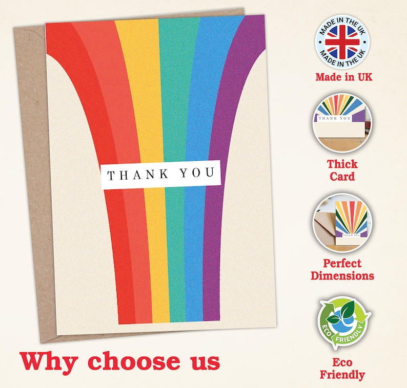 Thank You Cards Multipack with Envelopes 12/24/48 Greeting cards rainbow for kids teachers, notes and gifts Fully recyclable by Giftinghouse image 2