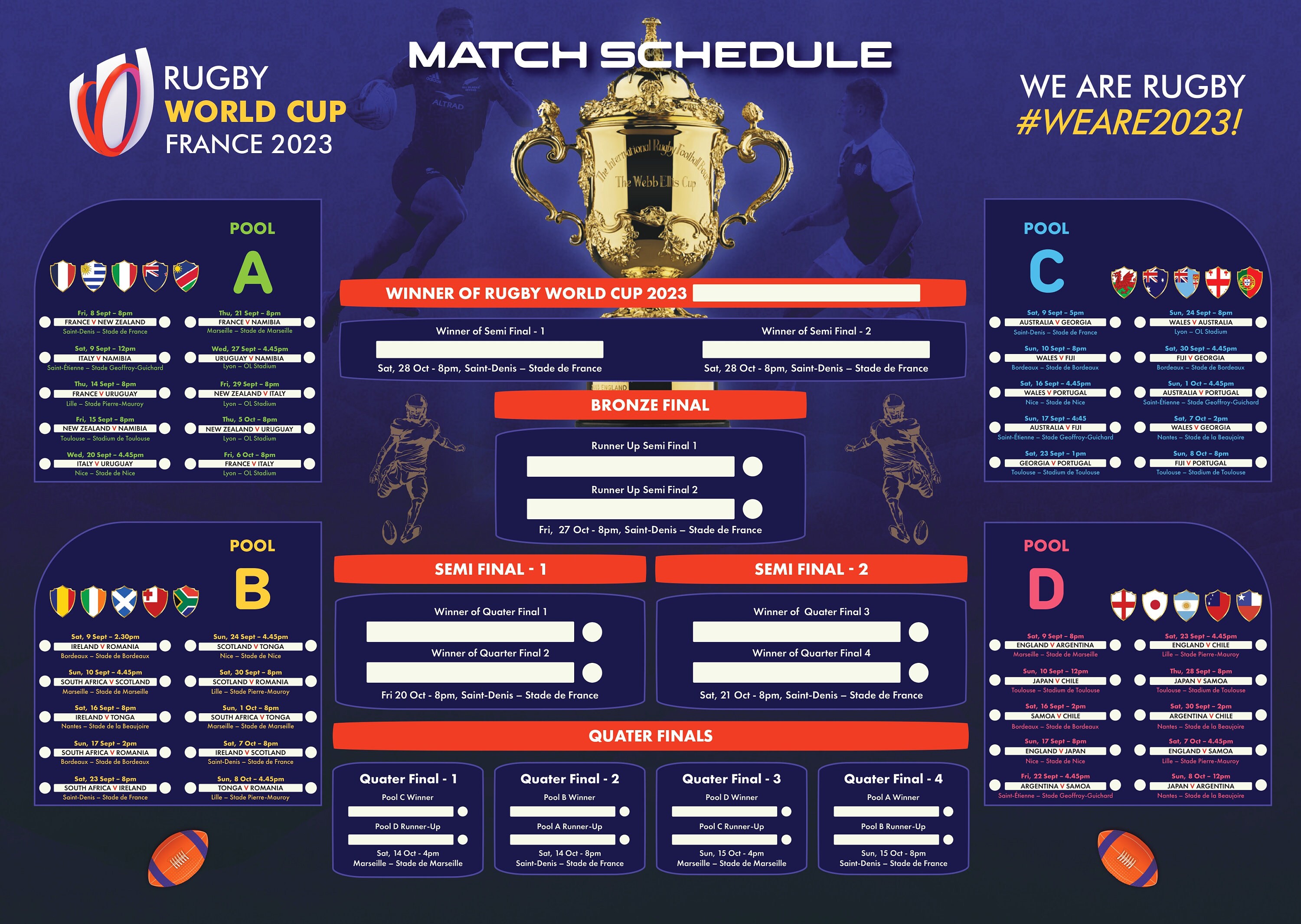 Rugby World Cup Wall Chart 2023 200 GSM Luxury Etsy Ireland