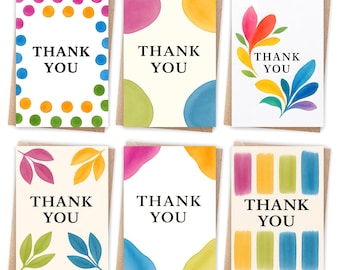 24/48 Thank You Cards Multipack with Envelopes - Blank Inside for Teacher Cards, Wedding, Kids, Christmas - Made in the UK