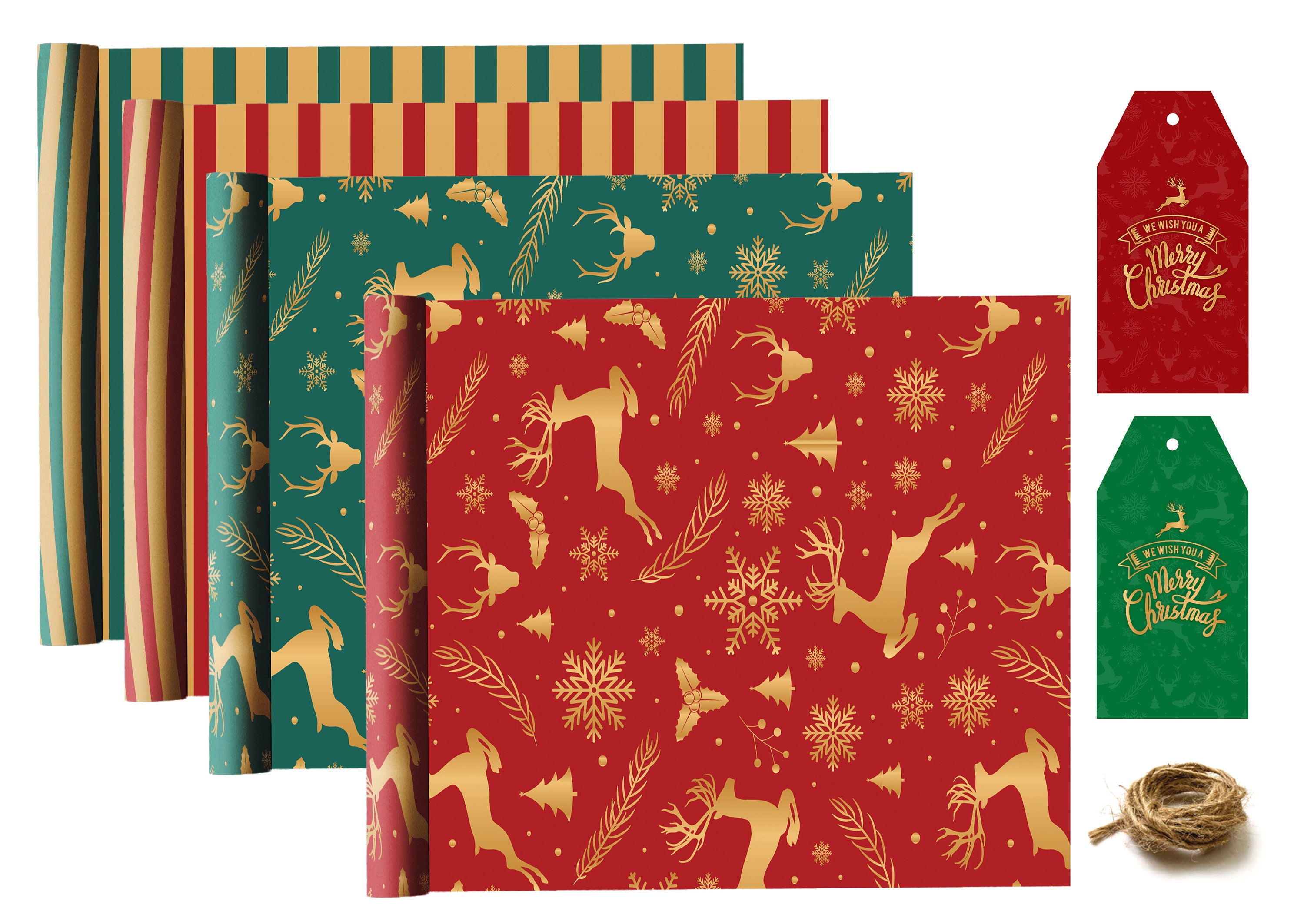 Christmas Kraft Gift Wrap Tapes, Festive Gift Wrapping, Christmas