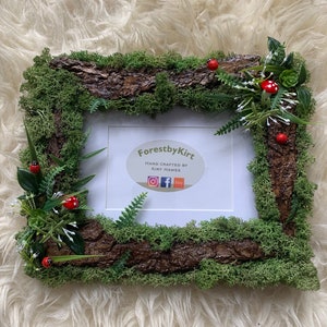 Handmade green woodland photo frame (medium)