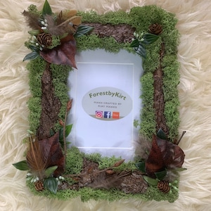 Handmade green woodland photo frame (medium)