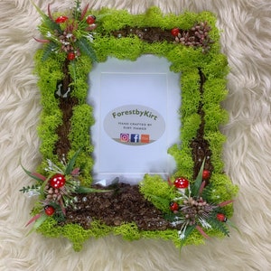 Handmade green woodland photo frame (medium)