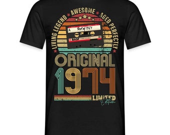 50e anniversaire - Style rétro - Cassette de musique - Best Of 1974 - T-shirt en édition limitée