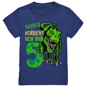 5th Kids Birthday T-REX Dinosaur I'm 5 Years Gift Kids Premium Shirt Indigo