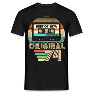 50th Birthday Born in 1974 Retro Cassette Gift T-Shirt Schwarz