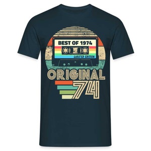 50. Geburtstag Geboren 1974 Retro Kassette Geschenk T-Shirt - Navy