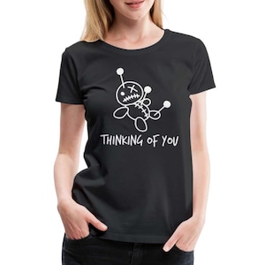 Boneca vodu pensando em você camiseta premium feminina engraçada