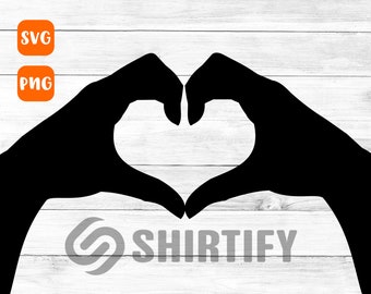 Heart hand sign Digital SVG and PNG file for t-shirts, mugs or plotters with and without frames