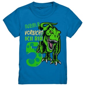 5e kinderverjaardag T-REX dinosaurus ik ben 5 jaar cadeau premium kindershirt Royal Blue